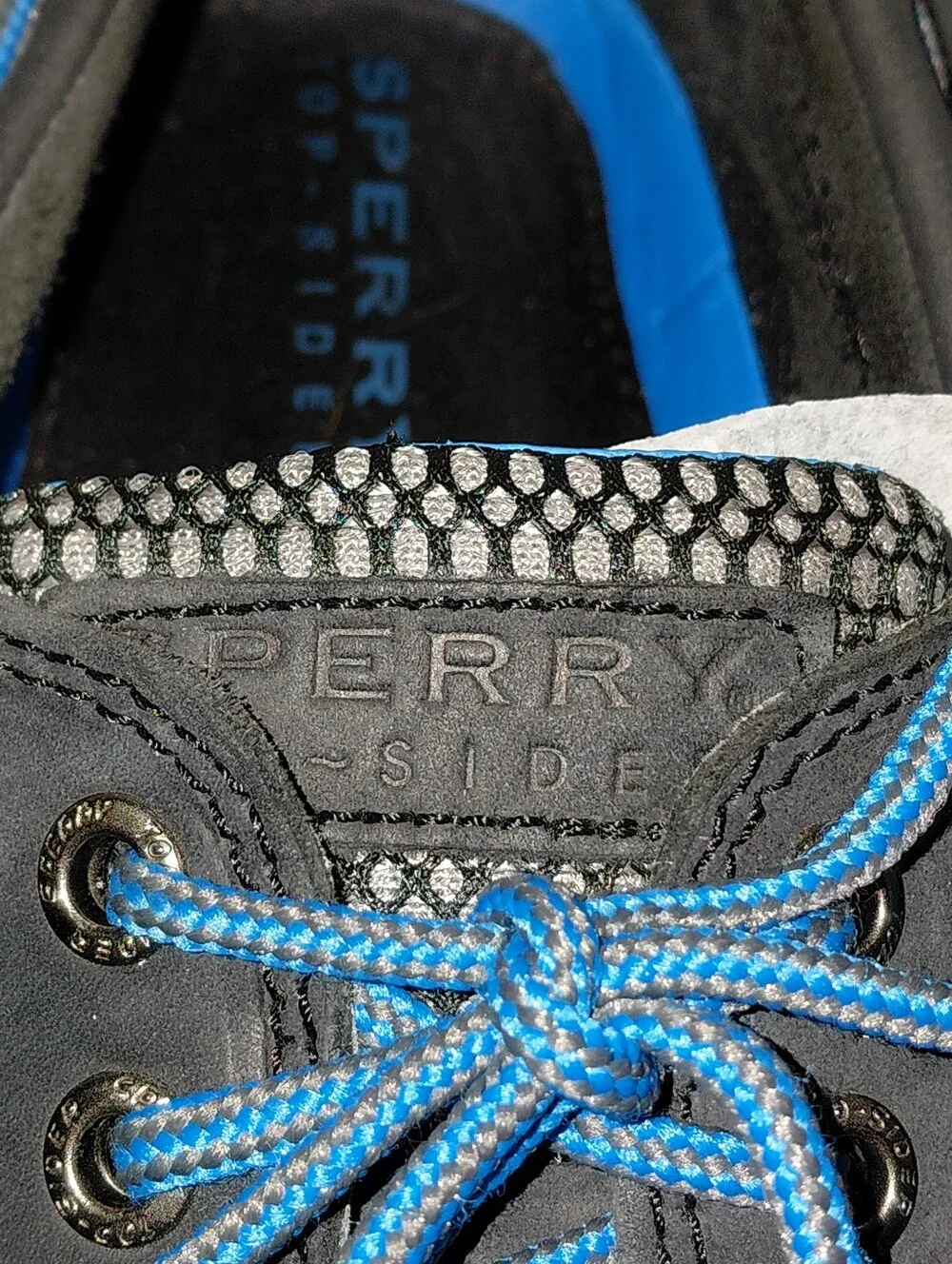Sperry Men's 8.5M Billfish 3-Eye Boat Shoes, Dark Navy Leather Vibrant Laces New